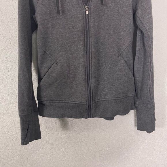 Athleta Grey Fleece Lined Hooded Zip Up Sweatshirt - Picture 4 of 7
